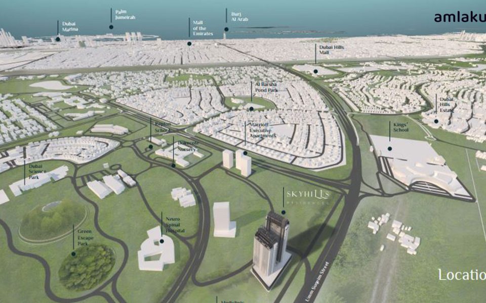 Location of Sky Hills project in Al Barsha South Dubai