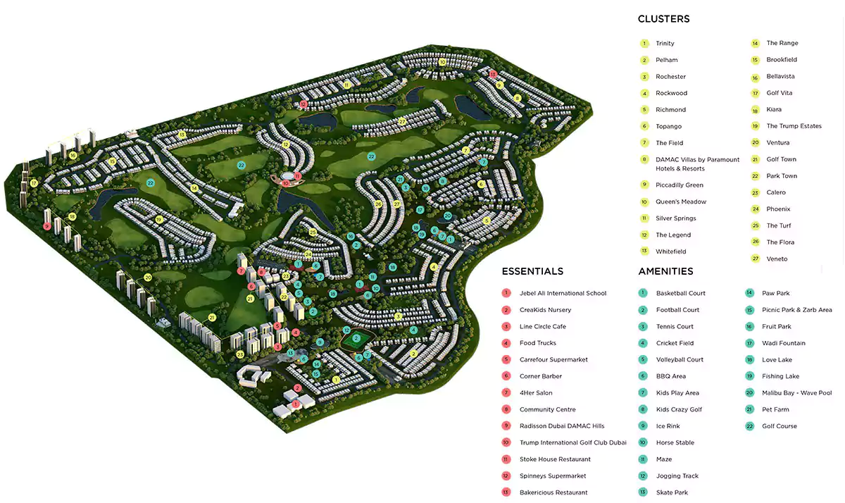 Master Plan of Damac Hills in Dubai – amlakuae Real Estate Consulting Group