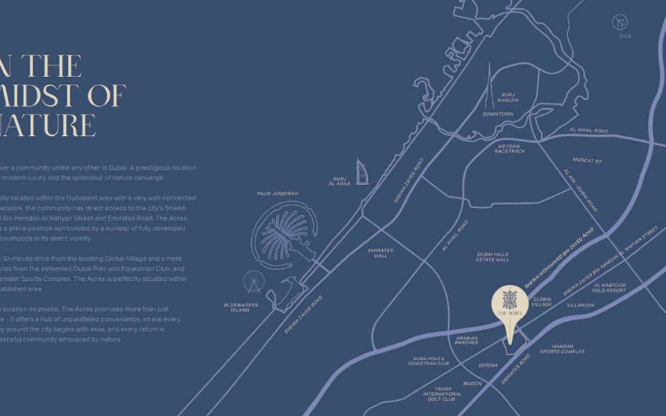 Acres villa town location and geography in Dubai
