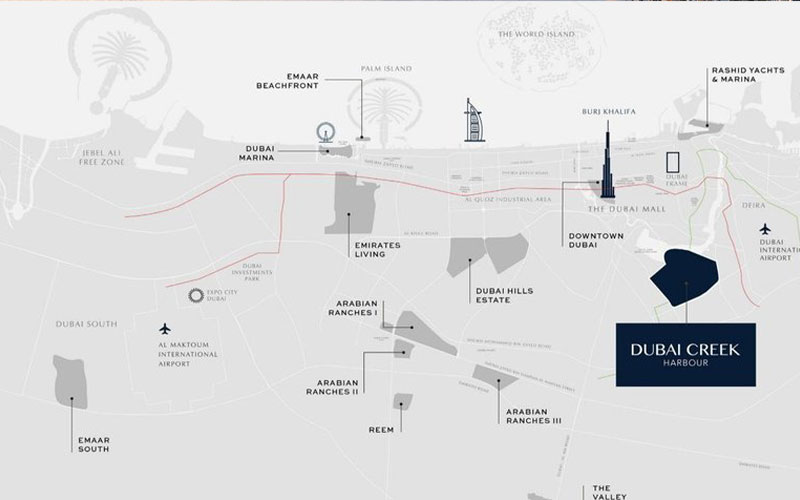 Location of Creek Harbour in Dubai - Emirates Real Estate Consulting Group
