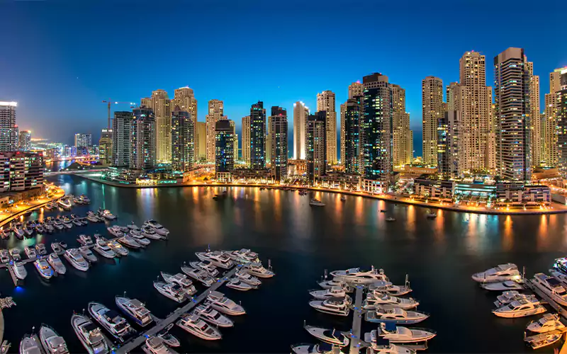 Dubai Marina is a family-friendly, visually stunning community with luxury apartments, villas, penthouses, and various amenities, all built around a 3.5-kilometer man-made canal.