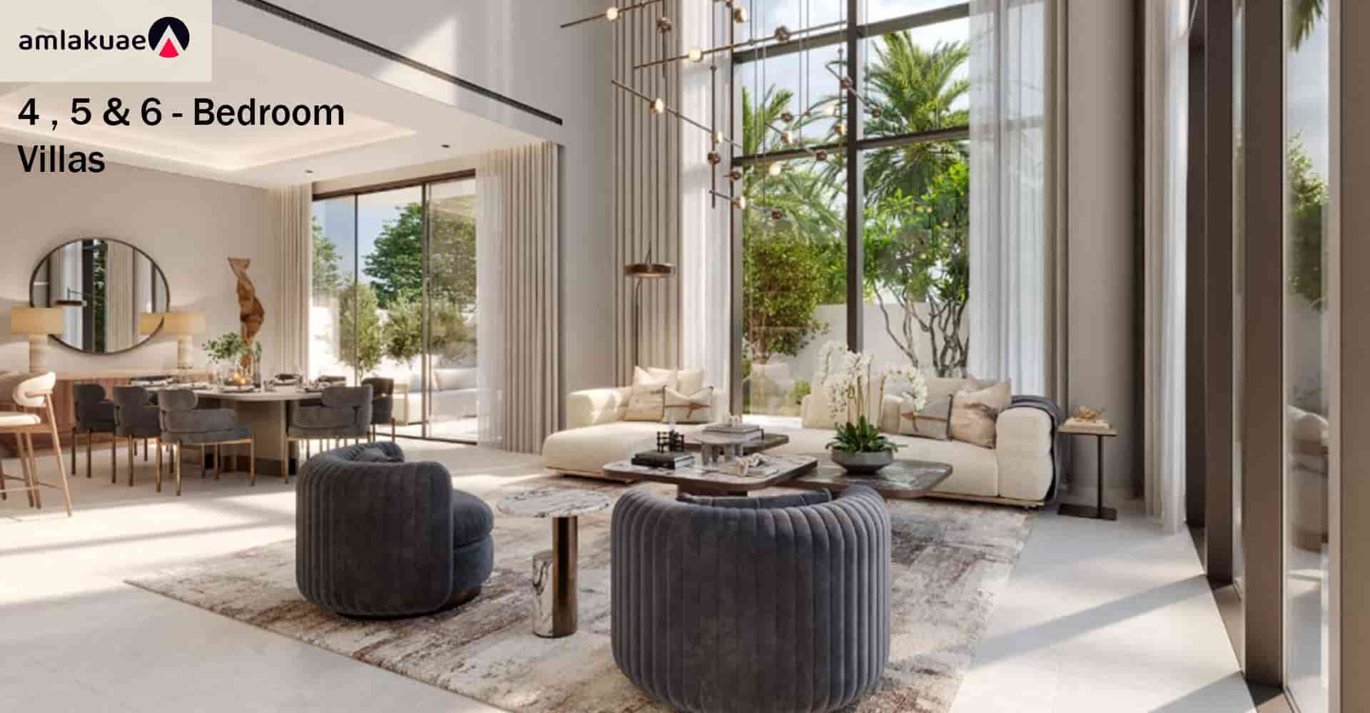 Interior design of 4 to 6-bedroom villas in Nad Al Sheba, Dubai, for villa purchase in Dubai - Amlakuae Group