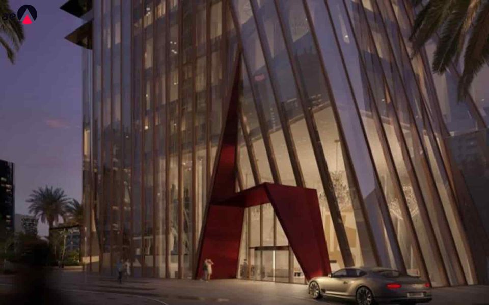 The unique exterior view of Baccarat Tower.