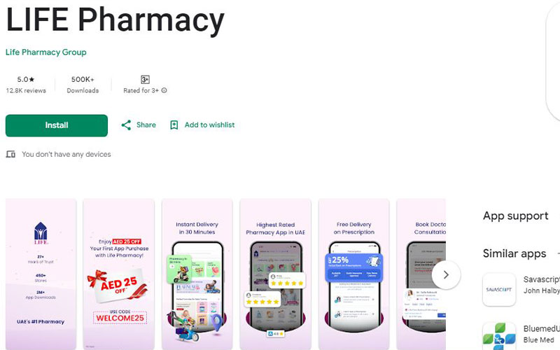 Life Pharmacy app as an useful apps in dubai