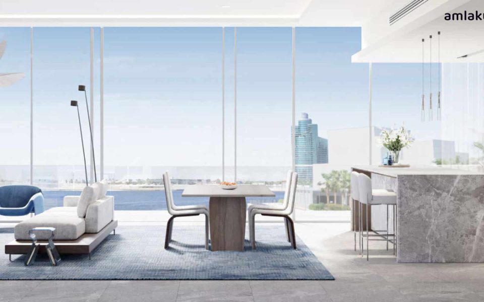A photo of one of the modern kitchens in the Art Bay apartments – trusted real estate advisors in the UAE