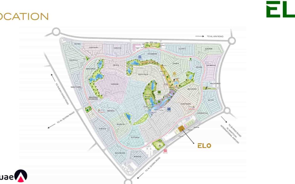 Damac Hills area and location of Elo Damac Apartments - Emirates Real Estate Group