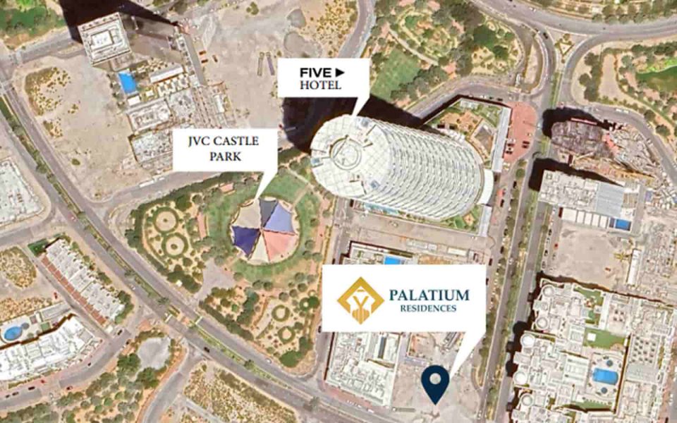 The location of the Palatium Residences project in Jumeirah Village Circle – Emirates Real Estate Consultants.