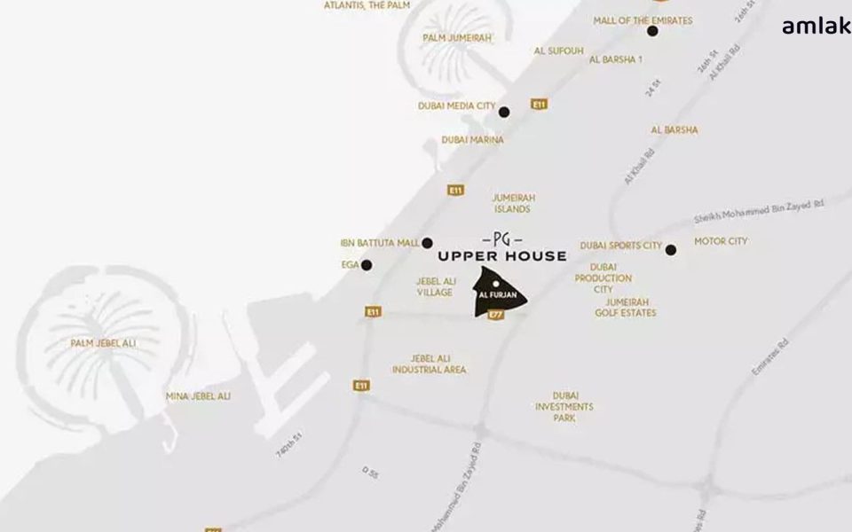 Geographical Location and Proximity to Key Areas in Dubai – Pure Gold Mansion Project