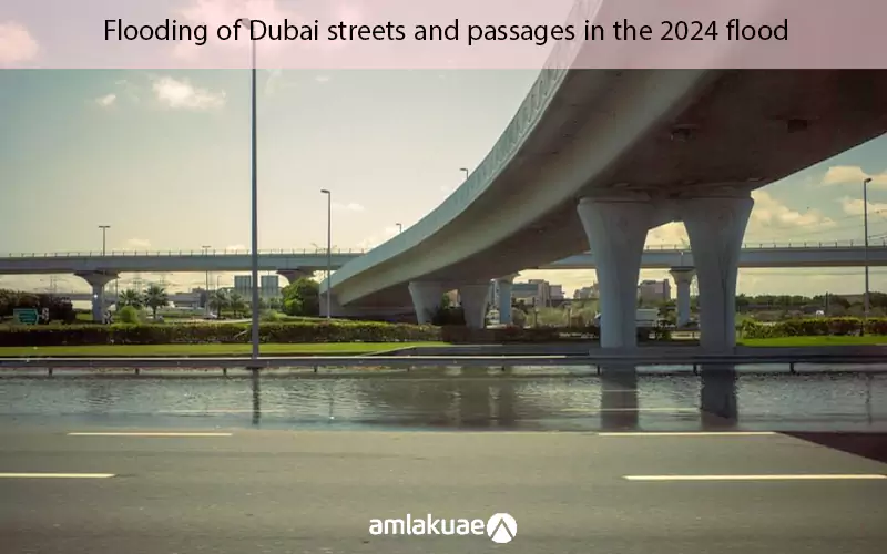 Flooding of Dubai streets and passages in the 2024 flood