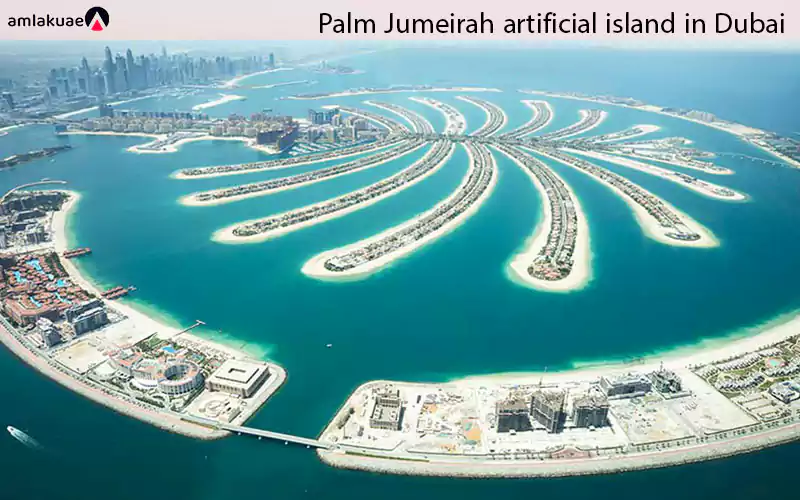 Palm Jumeirah artificial island in Dubai for buying villas in Dubai