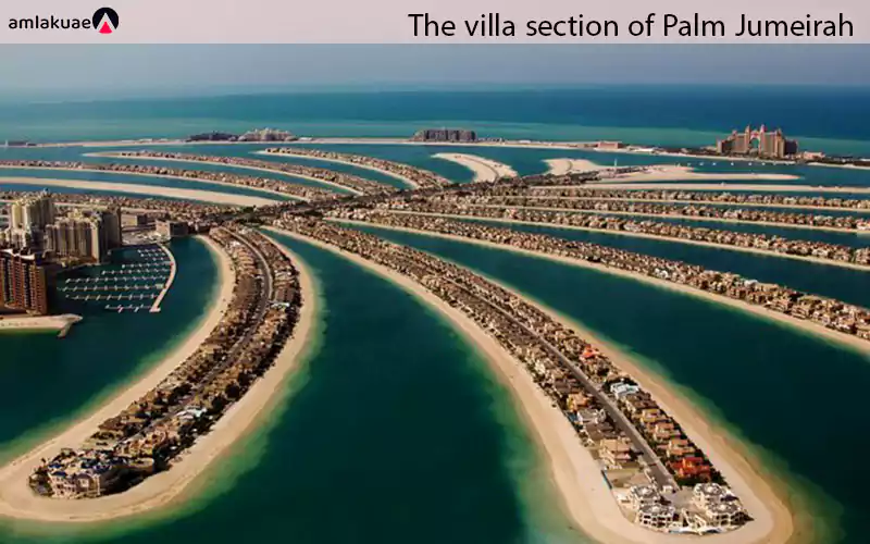 The villa section of the artificial island of Palm Jumeirah and the high value of Dubai real estate