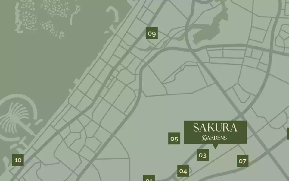 Location of Sakura Gardens by HRE Development project