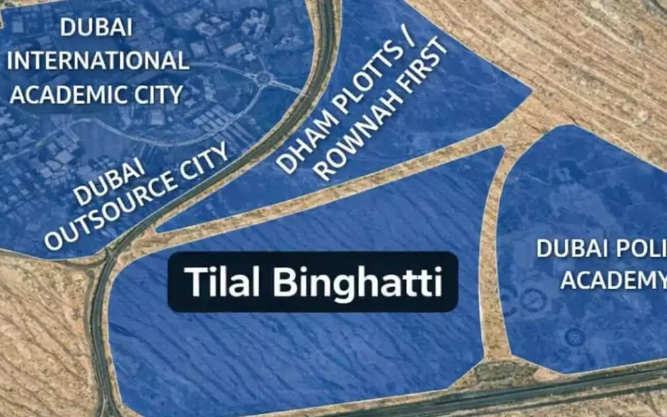 Location of Tilal Binghatti villa community in Dubailand