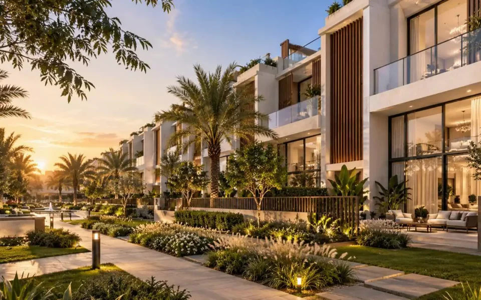 Our 3-bedroom townhouses at Reportage Hills, Dubailand start from AED 1,698,000, making them the most competitively priced townhouses in a gated community in Dubai.