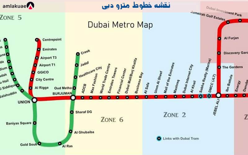 نقشه خطوط متروی دبی و ایستاگاه های مترو در دبی